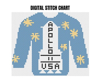 apollo 11 sweater, the shining needlepoint, horror needlepoint, plastic canvas pdf, cross stitch pattern, needlepoint canvas