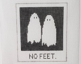 Beetlejuice hand painted needlepoint canvas, needlepoint embroidery design, horror gifts for him, two ghosts, christmas ornament