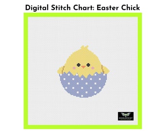 easter needlepoint canvas, digital needlepoint chart, cute baby chick, easter egg ornaments, personalized easter basket gifts for grandchild