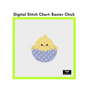 easter needlepoint canvas, digital needlepoint chart, cute baby chick, easter egg ornaments, personalized easter basket gifts for grandchild