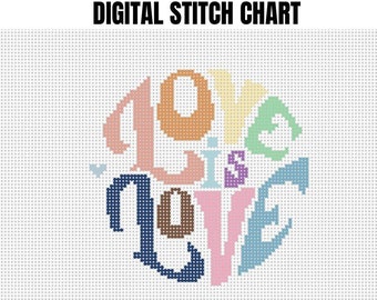 love is love needlepoint pattern, gay pride gift for women, queer art download, lgbtq gifts for girlfriend, transgender gifts for him