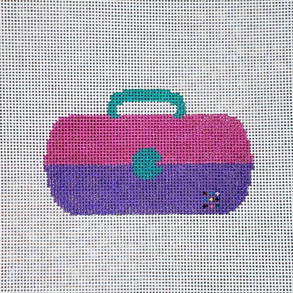 80s nostalgia caboodle hand painted needlepoint canvas, best friend gift, 90s nostalgia, for her, retro christmas ornaments for best friend