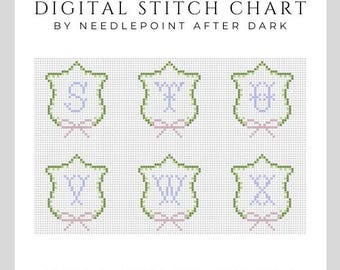 Monogramm Nadelspitze ,digitale Nadelspitze,Alphabetnadel,Anfängernadel,Hochzeitsnadelspitze,Mini