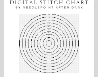 needlepoint circle chart, needlepoint chart, needlepoint pattern, needlepoint digital download, stitch chart, bag charm, pdf, ornament