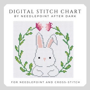 easter bunny needlepoint chart, needlepoint pattern, needlepoint ornament, cute needlepoint, needlepoint coasters, baby needlepoint image 1