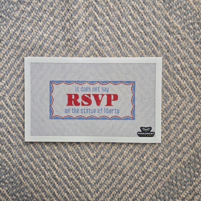 RSVP statue of liberty, handpainted needlepoint canvas, resist needlepoint canvas, pillow, clueless needlepoint, vote needlepoint image 6