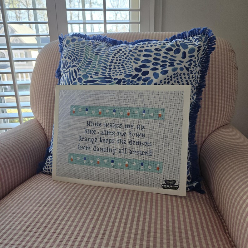 funny needlepoint pillow with sayings, reno 911, handpainted needlepoint canvas sayings, needlepoint gifts image 3
