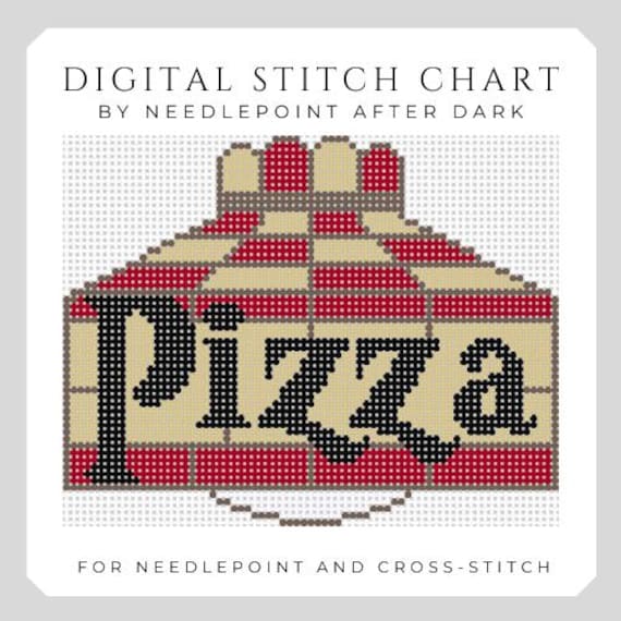 pizza needlepoint chart, retro needlepoint pattern, needlepoint ornament, funny needlepoint, cute needlepoint,