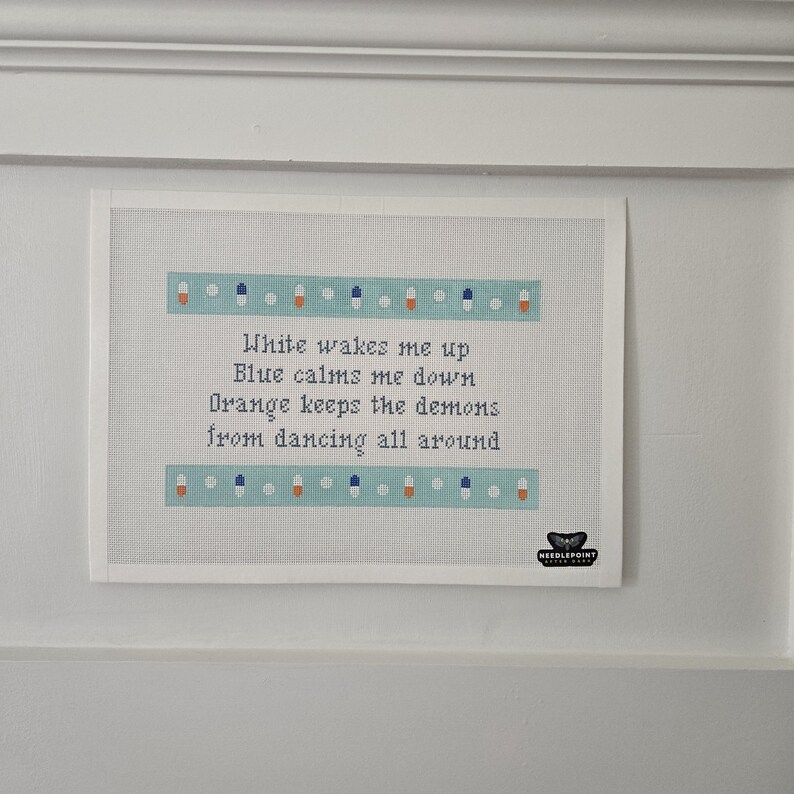 funny needlepoint pillow with sayings, reno 911, handpainted needlepoint canvas sayings, needlepoint gifts image 2