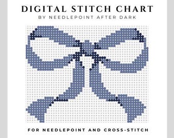 blue bow, needlepoint chart, needlepoint pattern, needlepoint bag charm, needlepoint ornament, cute needlepoint, wedding needlepoint, baby