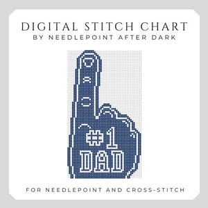 Collegiate foam finger, needlepoint chart, needlepoint pattern, needlepoint ornament, funny needlepoint, fathers day needlepoint
