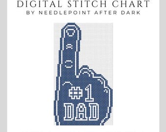 Collegiate foam finger, needlepoint chart, needlepoint pattern, needlepoint ornament, funny needlepoint, fathers day needlepoint