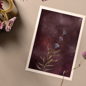 Pleated Gentian Art Print: Vintage Botanical Wall Decor (6x8)
