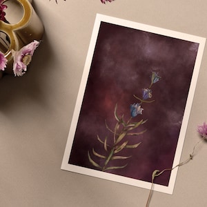 dark and moody purple botanical art print