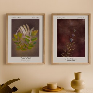 Botanical Art Prints: Purple Watercolor Flower Gallery Wall Duo