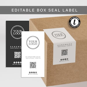 Box Seal Label Template, Editable Box Sticker, Modern Packaging Design, DIY Box Label, Printable Packaging Sticker, Custom Shipping Label