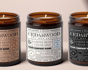Editable Candle Label Template, Printable DIY Candle Label, Modern Candle Label Design