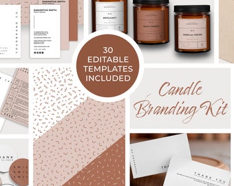 Editable Candle Branding Kit, Candle Label & Packaging Templates, DIY Small Business Branding Bundle