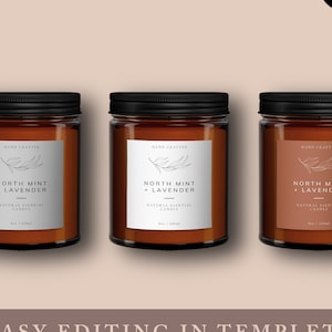 Editable Candle Label Template, Wax Melt Label, Minimal Style Candle Label, Customisable Label, Instant Download Labels, DIY
