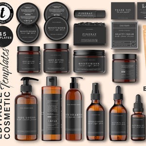 Skincare Label Template Editable in Templett, Cosmetic Product Packaging Labels, DIY Printable Jar & Bottle Labels
