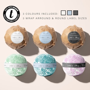 Editable Bath Bomb Label Template, Wrap Around Bath Soap Label, Custom Bath Salt Label Design, Soap Packaging, Soap Bomb Label - Templett