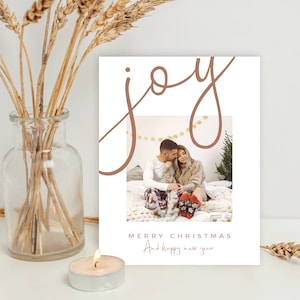 Editable Christmas Card Template, Christmas Card With Photo, Printable Boho Holiday Card, Xmas Card, Custom Christmas Card