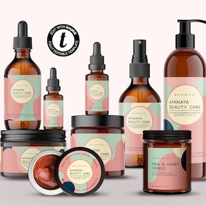 Editable Cosmetic Label Templates, DIY Skincare Label Bundle, Custom Body Product Label, Beauty Sticker Design, Bottle and Jar Labels