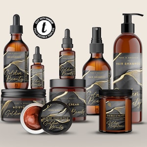 Editable Cosmetic Product Label Templates, Luxury Skincare Labels, Custom Beauty Product Packaging, DIY Cosmetic Branding Kit, Modern Labels