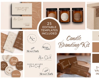 Editable Candle Branding Kit, Candle Making Business Starter Kit, Candle Business Branding Bundle, DIY Candle Template Package, Candle Label