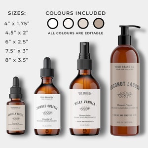 Shampoo Bottle Label Template, Editable Bottle Label Design, DIY Cosmetic Bottle Labels 1oz, 2oz, 4oz, 8oz, Conditioner Label Template