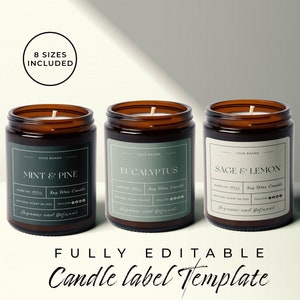 Editable Candle Label Template, DIY Candle Label Template, Modern Candle Label Design, Customisable Candle Label, Printable Candle Label