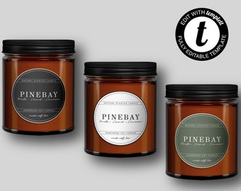 Editable Candle Label Template, Printable Candle Labels, Round Candle Label, Customisable Label, DIY Wax Melt Label