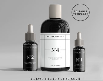 Editable Dropper Bottle Label Template, Skincare Product Label Design