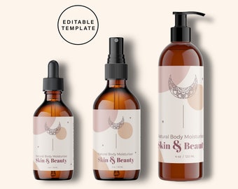 Editable Cosmetic Label Template: DIY Beauty Product Labels (Instant Download)