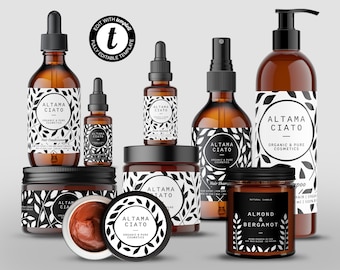 Editable Skincare Label Template: Modern Cosmetic Label Bundle (Digital Download)