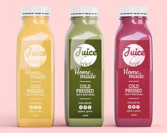 Editable Juice Bottle Label Template, Printable Juice Label Sticker Design, Smoothie Label