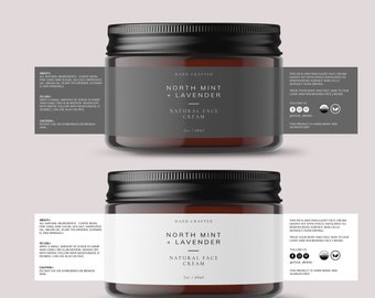 Editable Cosmetic Jar Label Template / Skincare Product Label Design / Printable DIY Beauty Label / 2oz 4oz 8oz 16oz Modern Container Label
