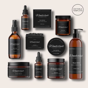 Editable Skincare Label Template, DIY Custom Cosmetic Labels, Printable Beauty Product Label, Modern Cosmetic Branding Package, Beauty Label