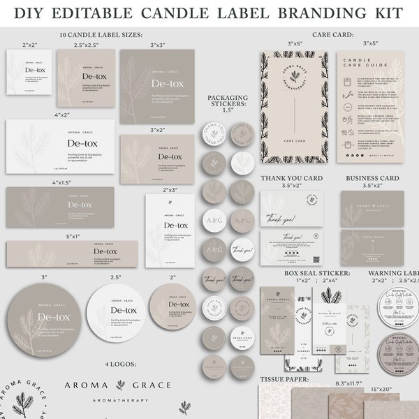 Editable Candle Business Branding Kit, Candle Business Kit, Candle Branding Bundle, DIY Candle Template Package, Candle Making Starter Kit
