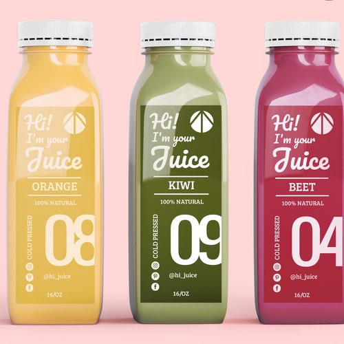 Editable Juice Bottle Label Template Custom Juice Sticker - Etsy