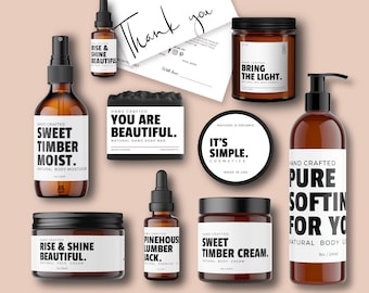 Editable Cosmetic Label Template, Customisable Beauty Product Label, 1oz 2oz 4oz 8oz 16oz Jar Label / Bottle Label, DIY Printable Soap Label