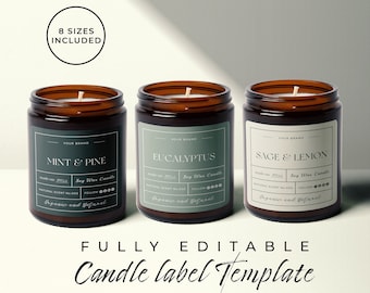 Editable Candle Label Template, DIY Candle Label Template, Modern Candle Label Design, Customisable Candle Label, Printable Candle Label