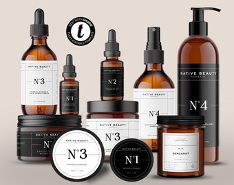 Editable Cosmetic Label Template: DIY Skincare Branding Kit (Instant Download)