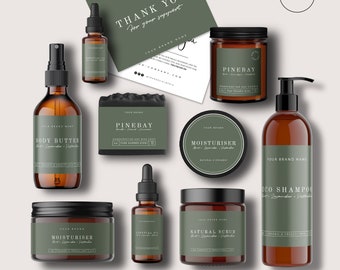Editable Skincare Label Template, DIY Custom Beauty Product Label, Printable Cosmetic Label Bundle, 1oz 2oz 4oz 8oz 12oz 16oz, Modern Label