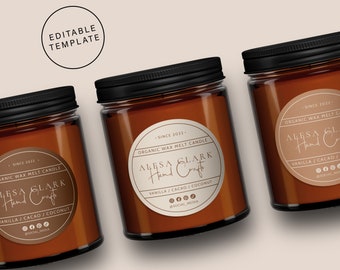 Candle Label Template, Printable Candle Label Design, Editable Modern Candle Jar Labels, Luxury DIY Custom Candle Branding Sticker
