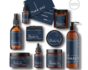 Editable Cosmetic Label Template, Custom Skincare Label Package, Printable Beauty Product Labels, Cosmetic Branding
