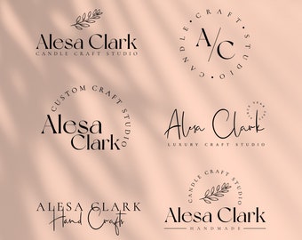 Plantilla de logotipo moderno editable, 6 diseños de logotipos personalizados, diseño de logotipo DIY Boho, paquete de logotipos editables, logotipo de negocio de velas, logotipo de artesanía a mano