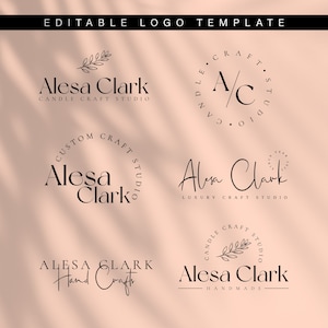 Editable Modern Logo Template, 6 Custom Logo Designs, DIY Boho Logo Design, Editable Logo Bundle, Candle Business Logo, Hand Craft Logo
