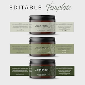 Peut inclure: Trois pots en verre brun avec des couvercles noirs et des étiquettes vertes. Les étiquettes comportent du texte blanc qui indique "Clean Mask olive oil" et "100% Organic Made in USA 2 FL OZ / 58.34 ML".