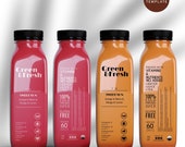 Editable Juice Bottle Label Template, Printable Clear Juice Bottle Label, Cold Pressed Label Design, 8 / 12 / 16 oz, Smoothie Label